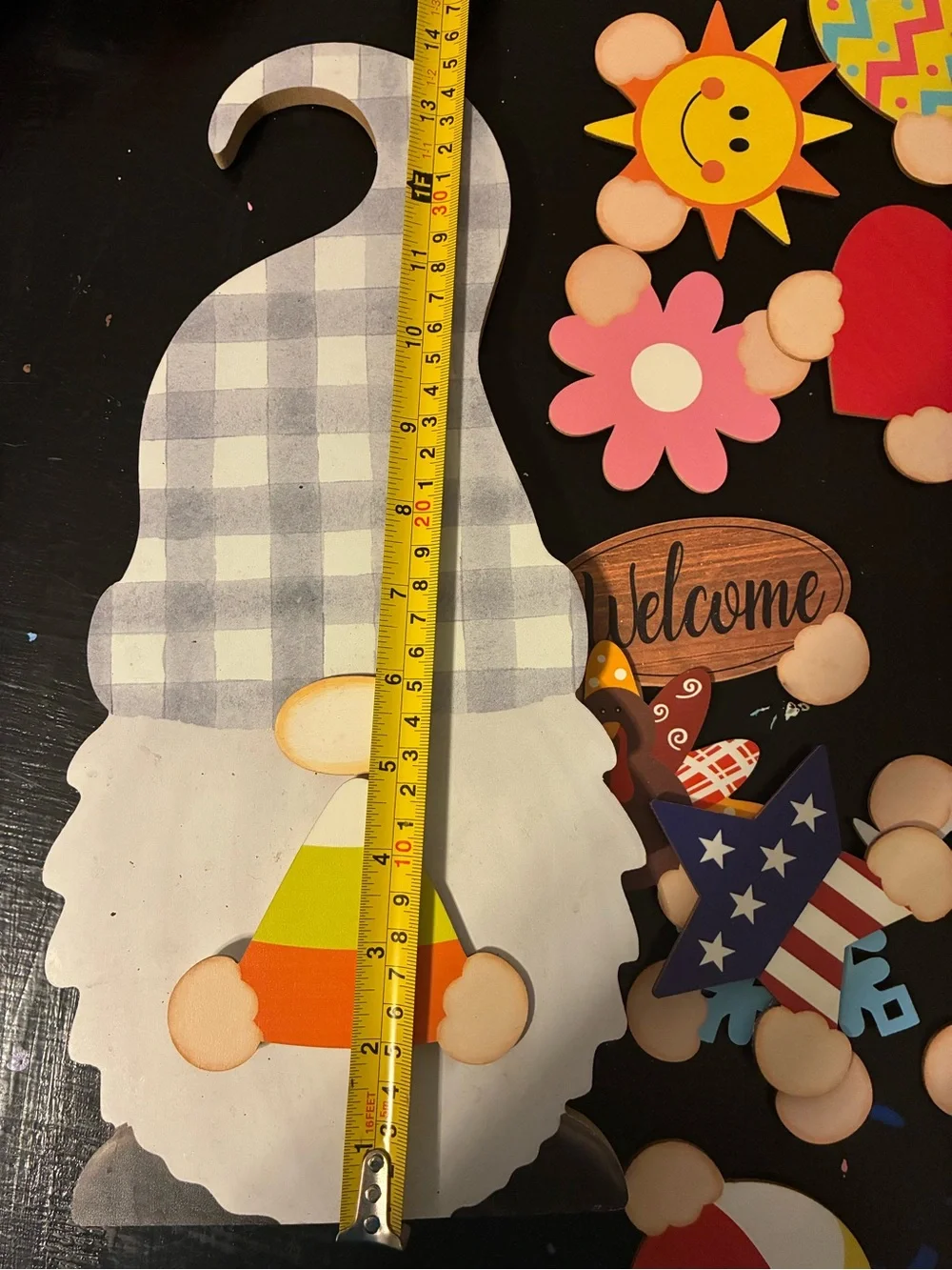 Wooden Gnome Interchangeable Holiday Door Hanger